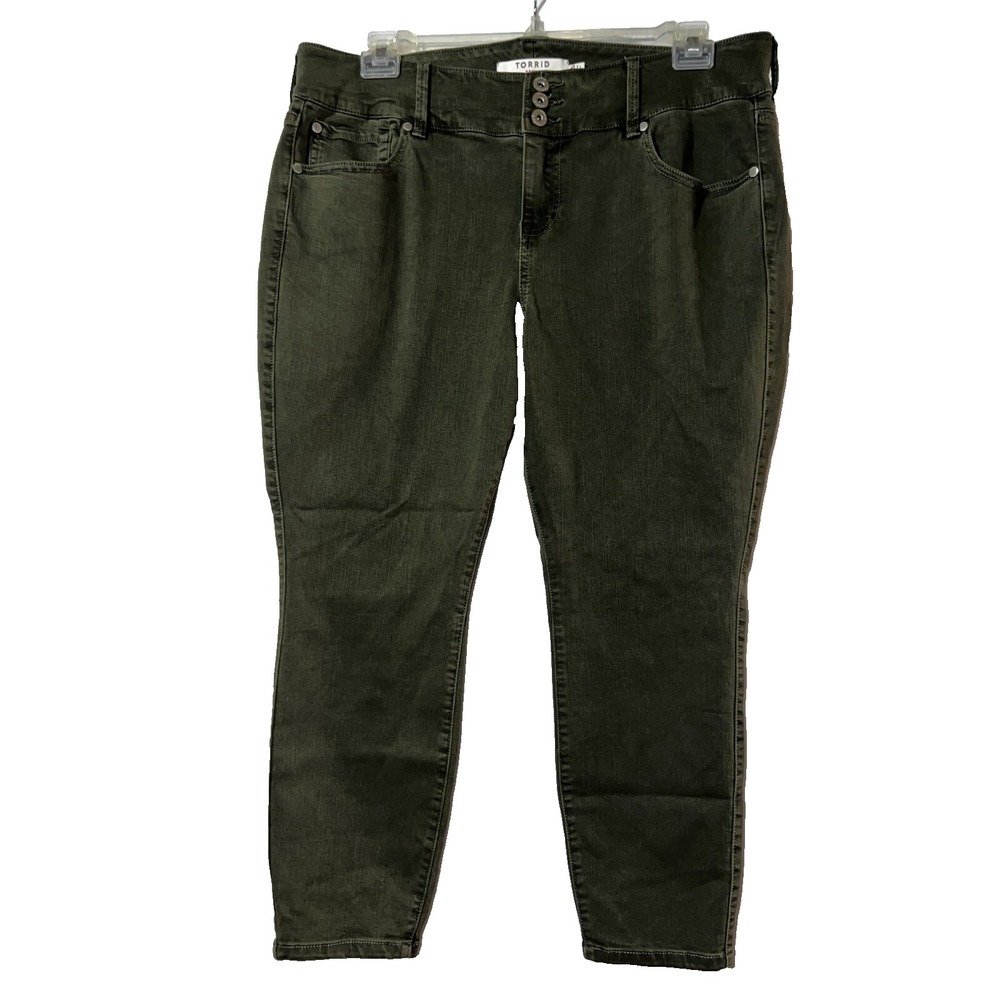 Torrid Olive Green Jegging Skinny‎ Pants 3-Button Fly Women 18XS Plus Size Jeans